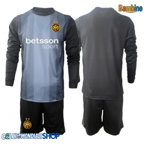 Maglie da calcio Inter Milan Portiere Prima Maglia Bambino 2025-26 Manica Lunga + Pantaloni corti)